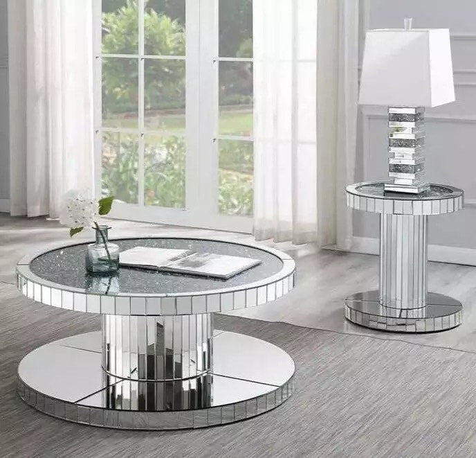 MIRA Full Mirror Round Double Nested Coffee Table