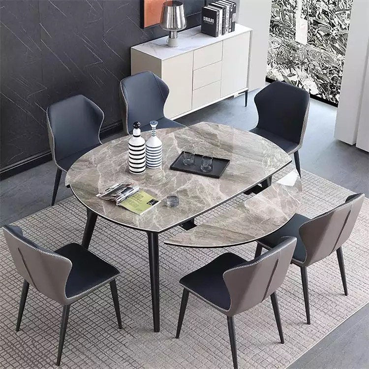 4 Simple Legs Extendable Round Dining Table
