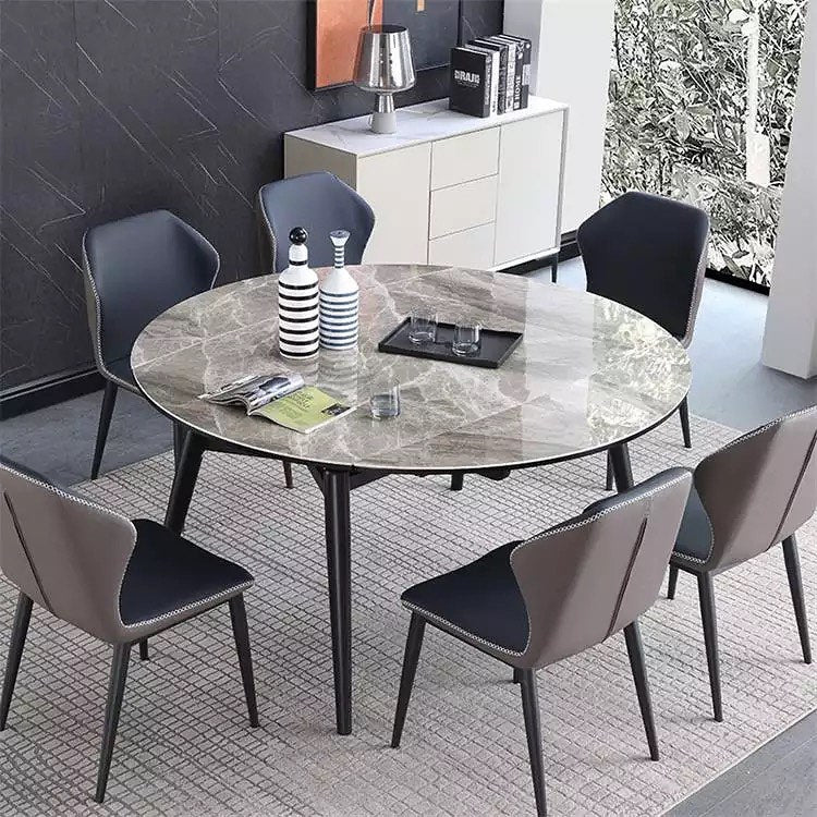 4 Simple Legs Extendable Round Dining Table