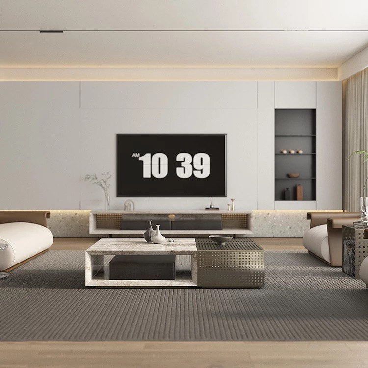 KOMAN Stone Steel Rectangular Coffee Table