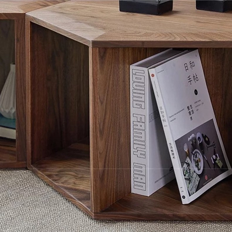TIVRA Full Wood Hexano Nested Coffee Table