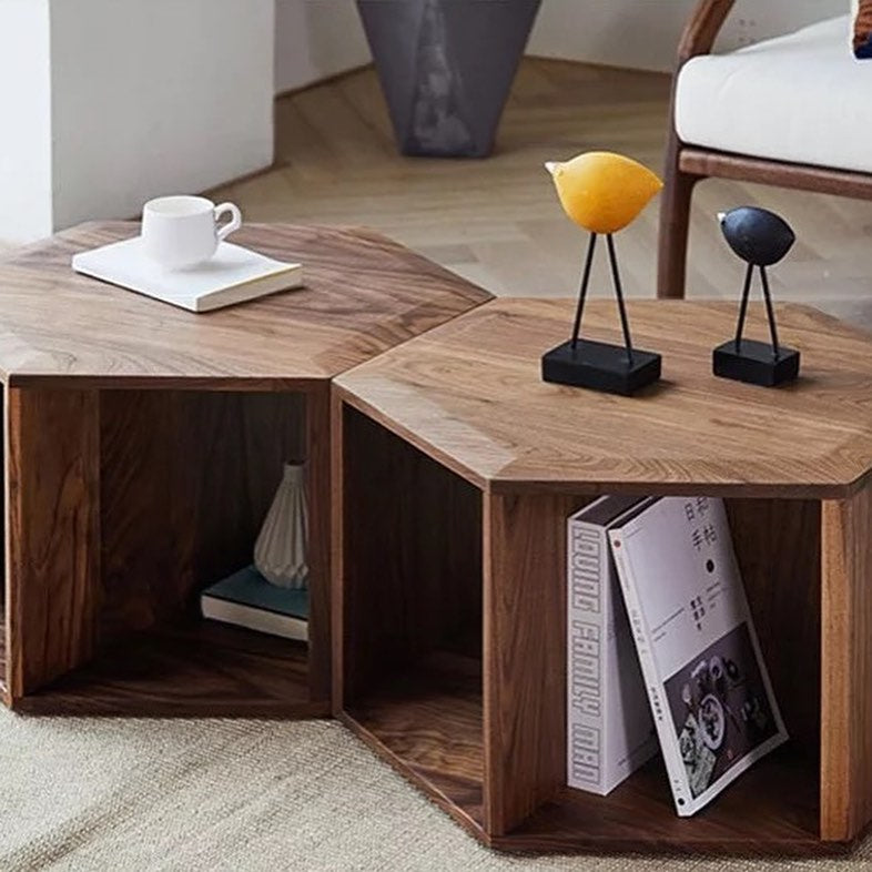 TIVRA Full Wood Hexano Nested Coffee Table