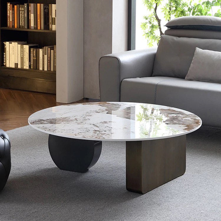 KILMA Wood Base Round Coffee Table