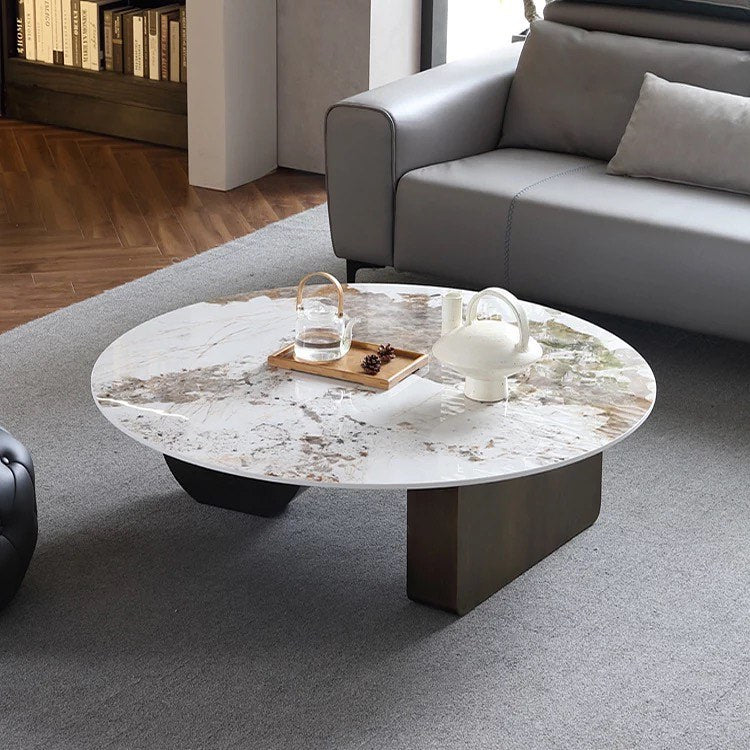 KILMA Wood Base Round Coffee Table