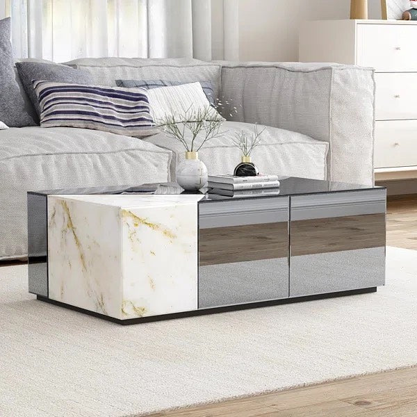 RAKI Mirror Stone Rectangular Coffee Table
