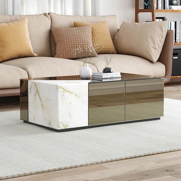 RAKI Mirror Stone Rectangular Coffee Table