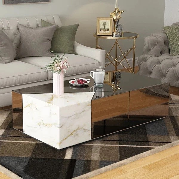 RAKI Mirror Stone Rectangular Coffee Table