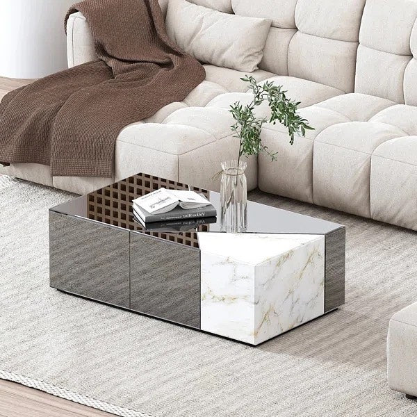 RAKI Mirror Stone Rectangular Coffee Table