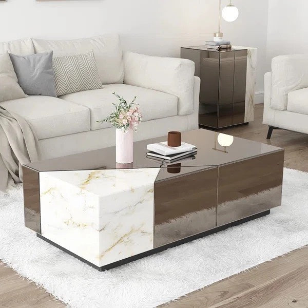 RAKI Mirror Stone Rectangular Coffee Table