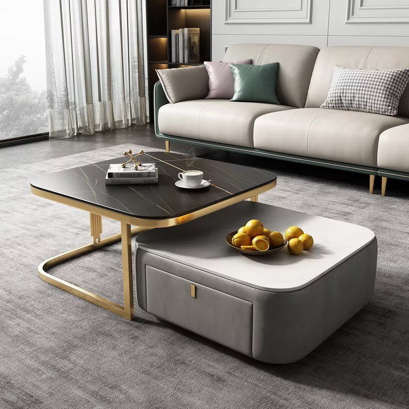 Double Nested Drawer Base Square Coffee Table