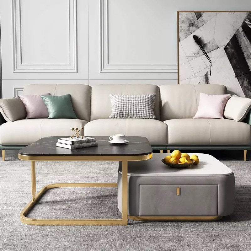 Double Nested Drawer Base Square Coffee Table