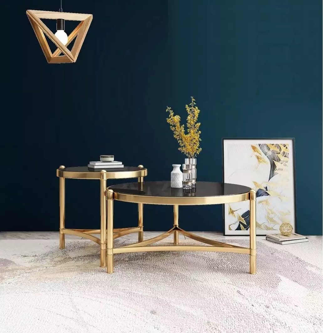 Floral Base Double Round Nested Coffee Table