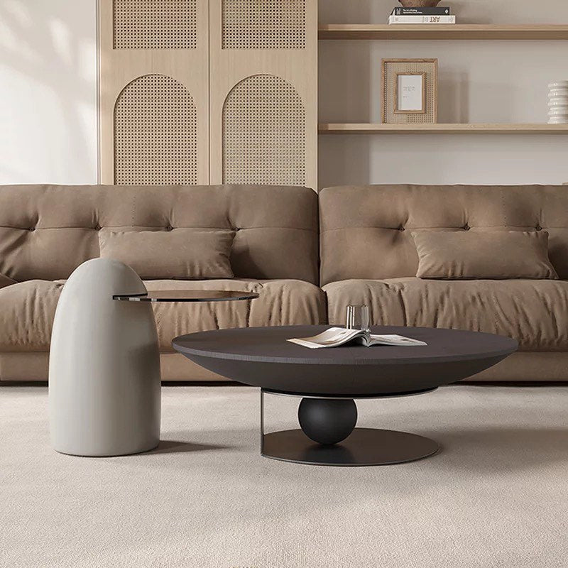 Little Sphere Base Round Coffee Table with Sugarloaf Side Table