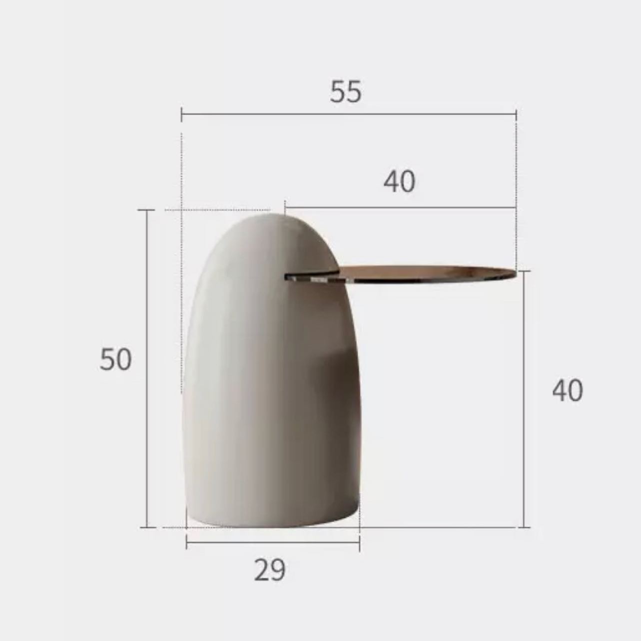 Little Sphere Base Round Coffee Table with Sugarloaf Side Table