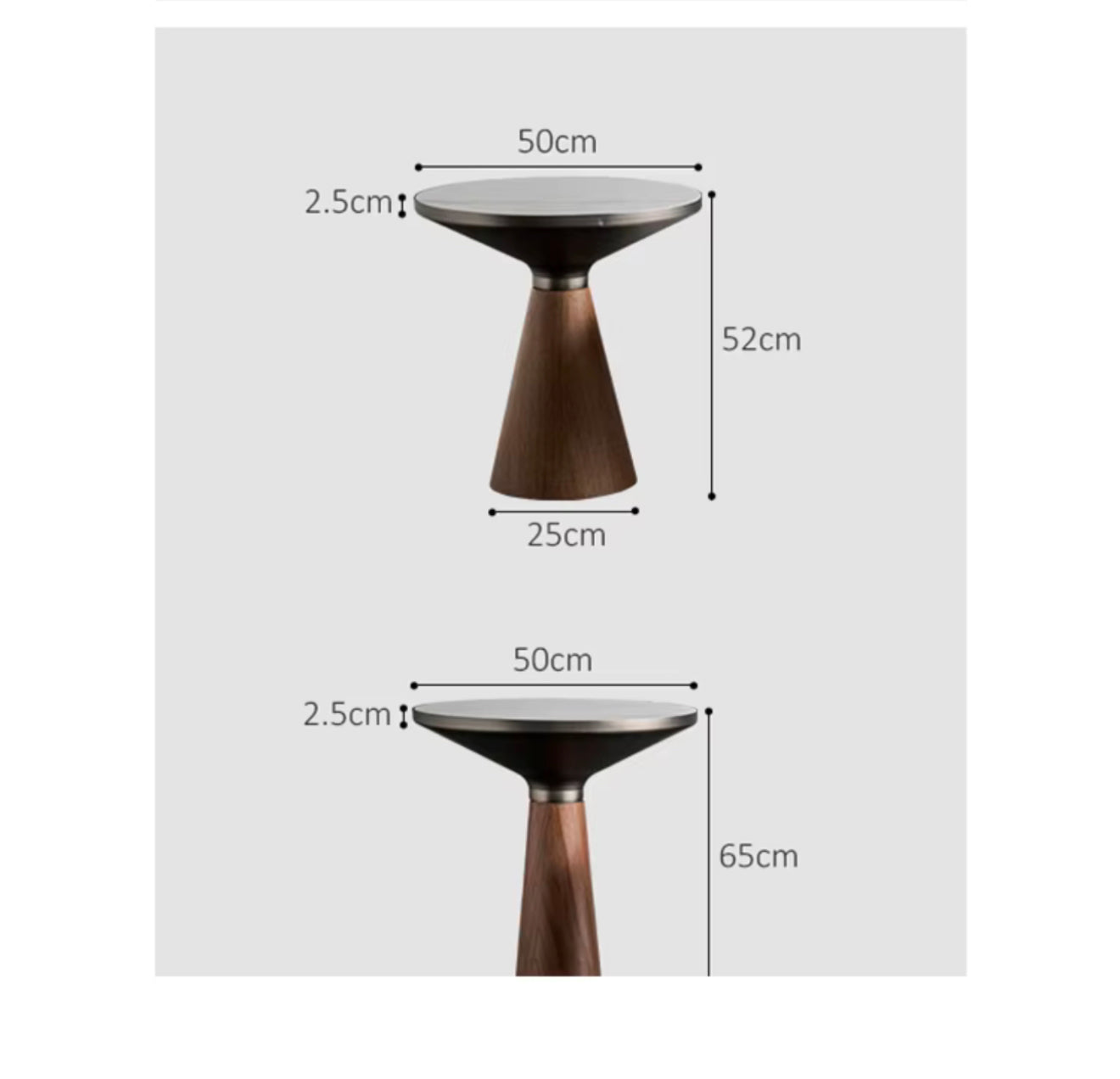 KAMI Wooden Cone Base Nested Round Coffee Table