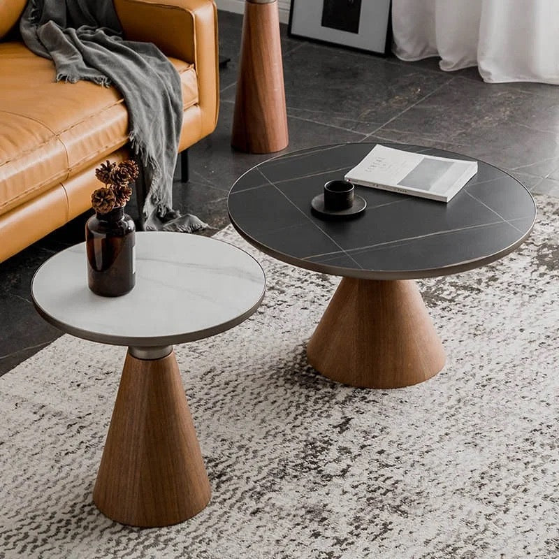 KAMI Wooden Cone Base Nested Round Coffee Table
