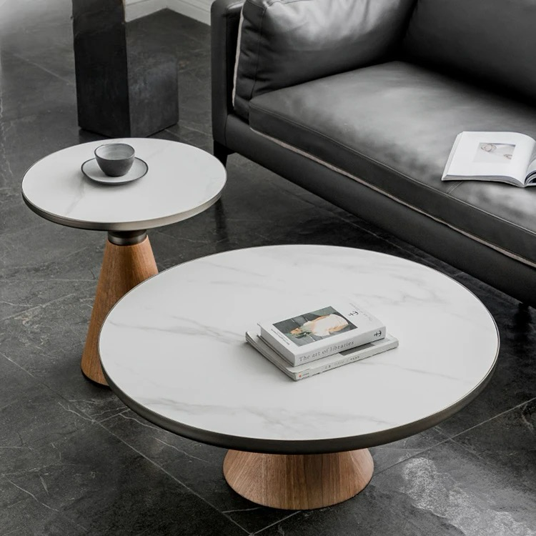 KAMI Wooden Cone Base Nested Round Coffee Table