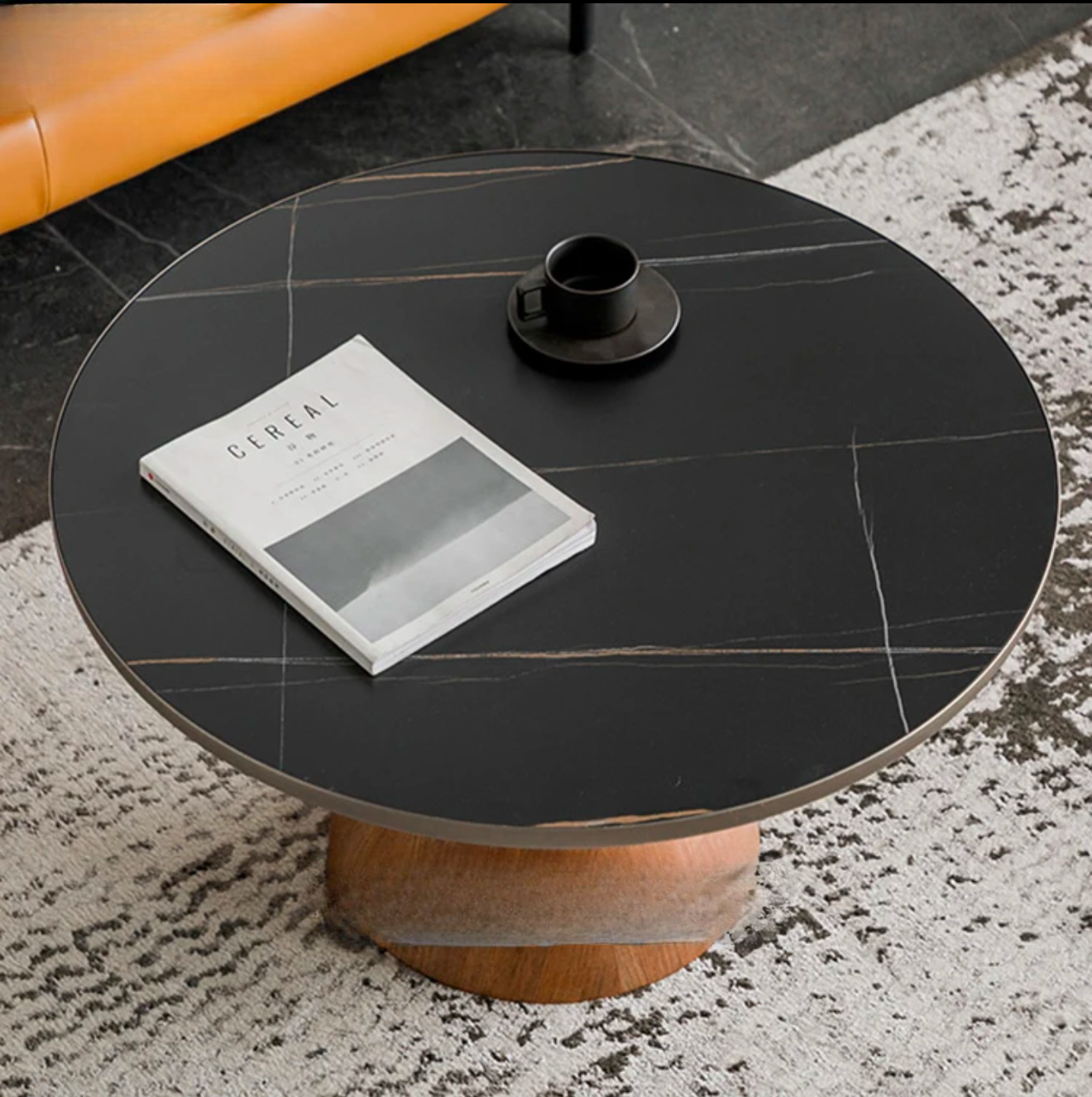 KAMI Wooden Cone Base Nested Round Coffee Table