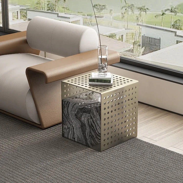 KOMAN Stone Steel Rectangular Coffee Table