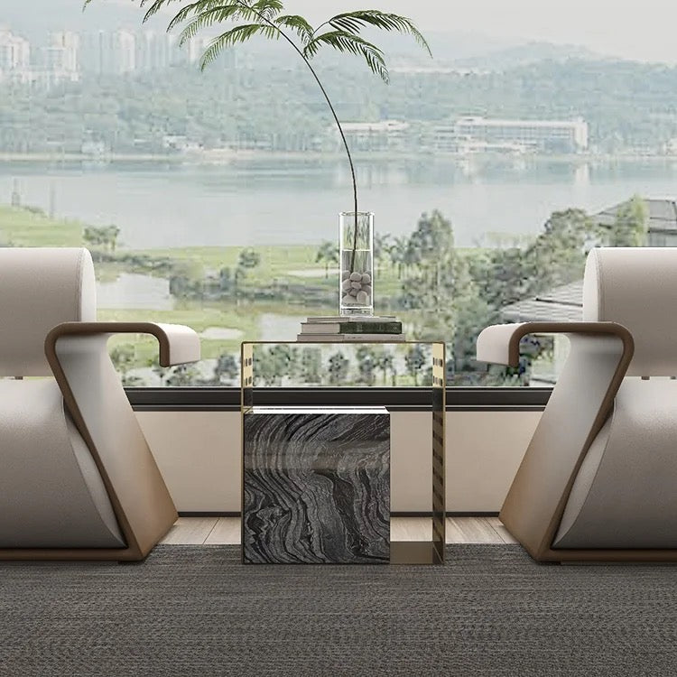 KOMAN Stone Steel Rectangular Coffee Table