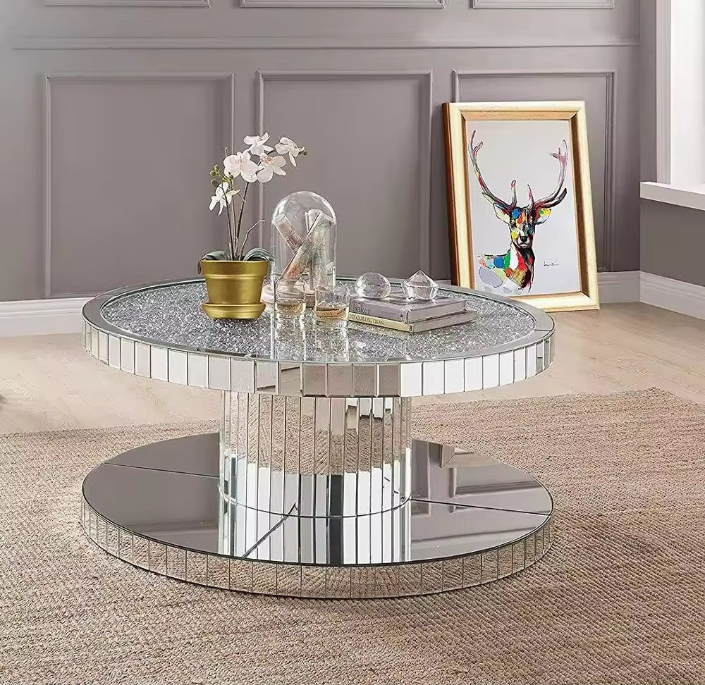 MIRA Full Mirror Round Double Nested Coffee Table