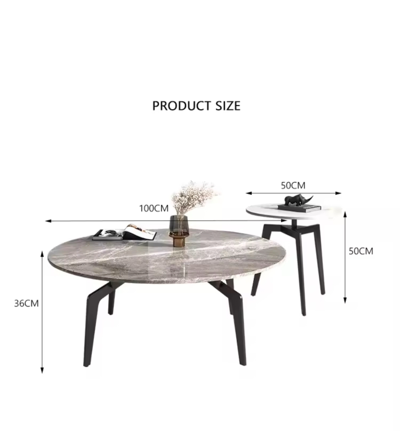ZINDI Crow Base Round Double Nested Coffee Table