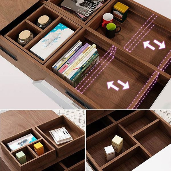 Modern Chic 51" Extendable Coffee Table With Storage Sliding Top Coffee Table Manufactured Wood In White & Walnut