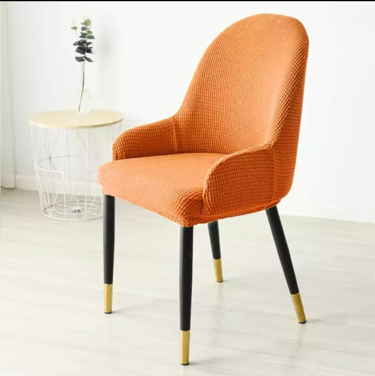 Colorful high quality fabric dining chair black/gold leg