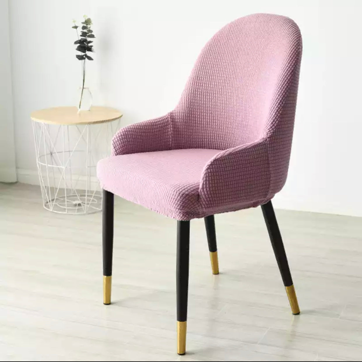 Colorful high quality fabric dining chair black/gold leg