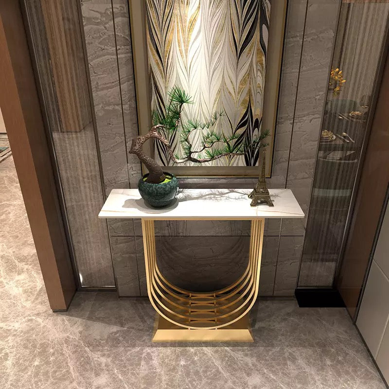 Modern Luxury 5-U Gold/Silver Base with Marble Top