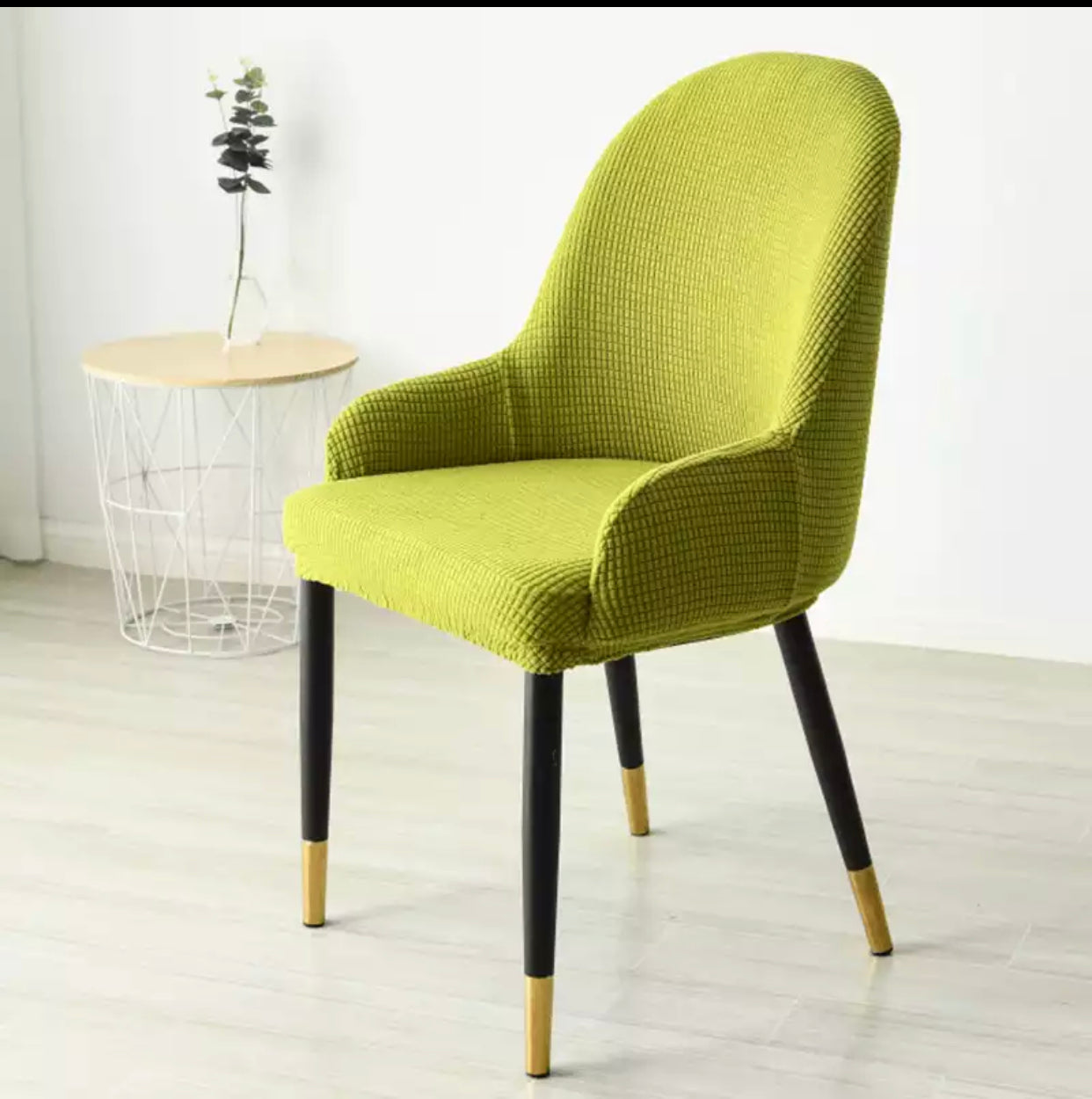 Colorful high quality fabric dining chair black/gold leg
