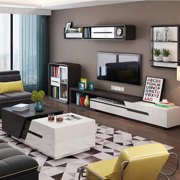 Modern Chic 51" Extendable Coffee Table With Storage Sliding Top Coffee Table Manufactured Wood In White & Black