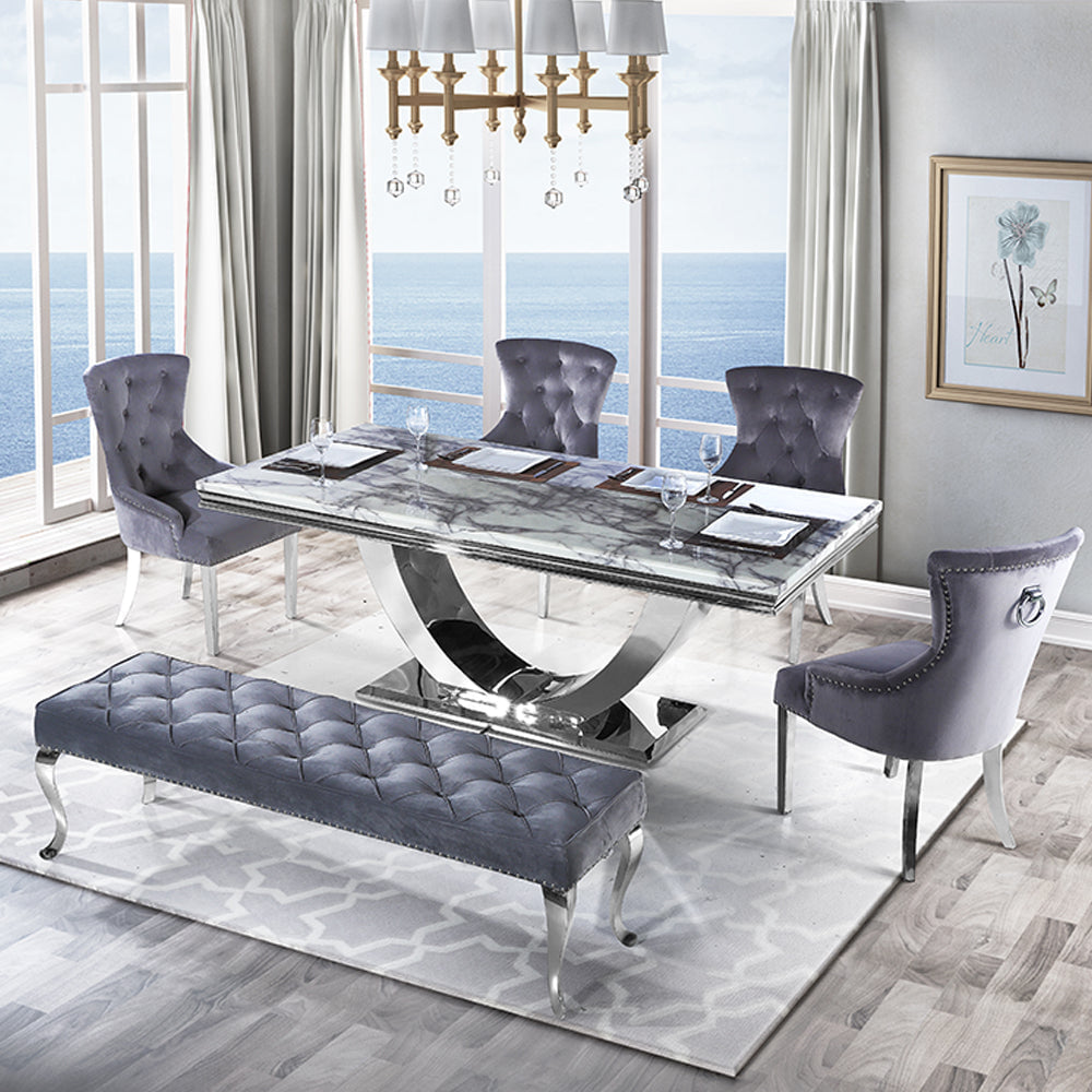 VINOO Half Circle Steel Base Dining Table