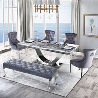 VINOO Half Circle Steel Base Dining Table