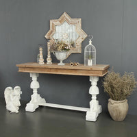 Classical Wooden Pillar Base Console Table