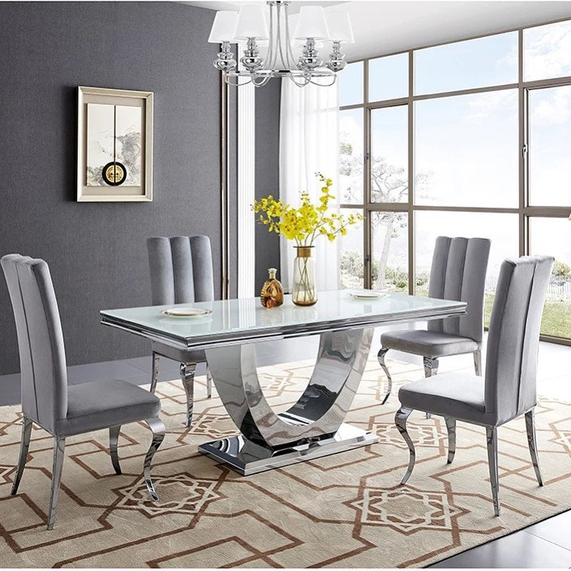 VINOO Half Circle Steel Base Dining Table