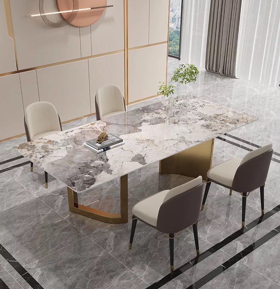 KILIA Double Pillar Steel Base Dining Table