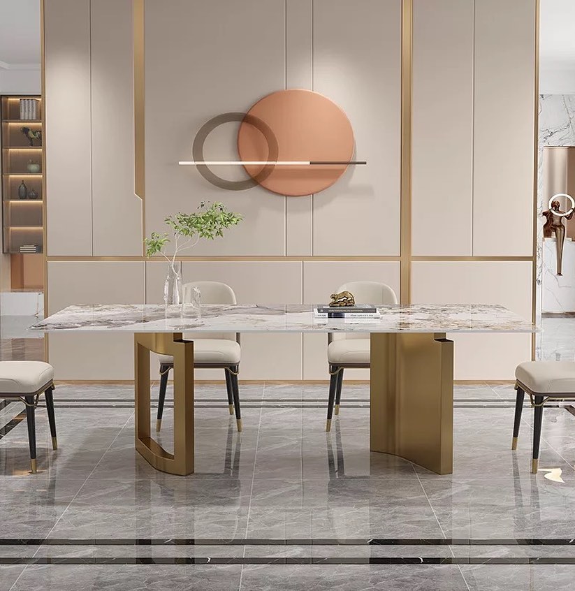 KILIA Double Pillar Steel Base Dining Table
