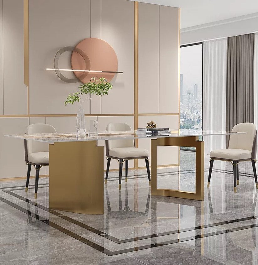KILIA Double Pillar Steel Base Dining Table