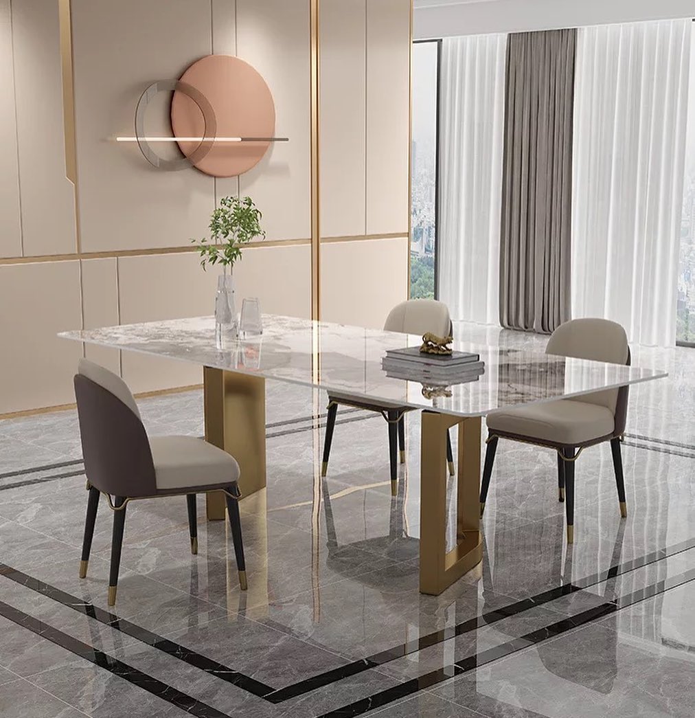 KILIA Double Pillar Steel Base Dining Table