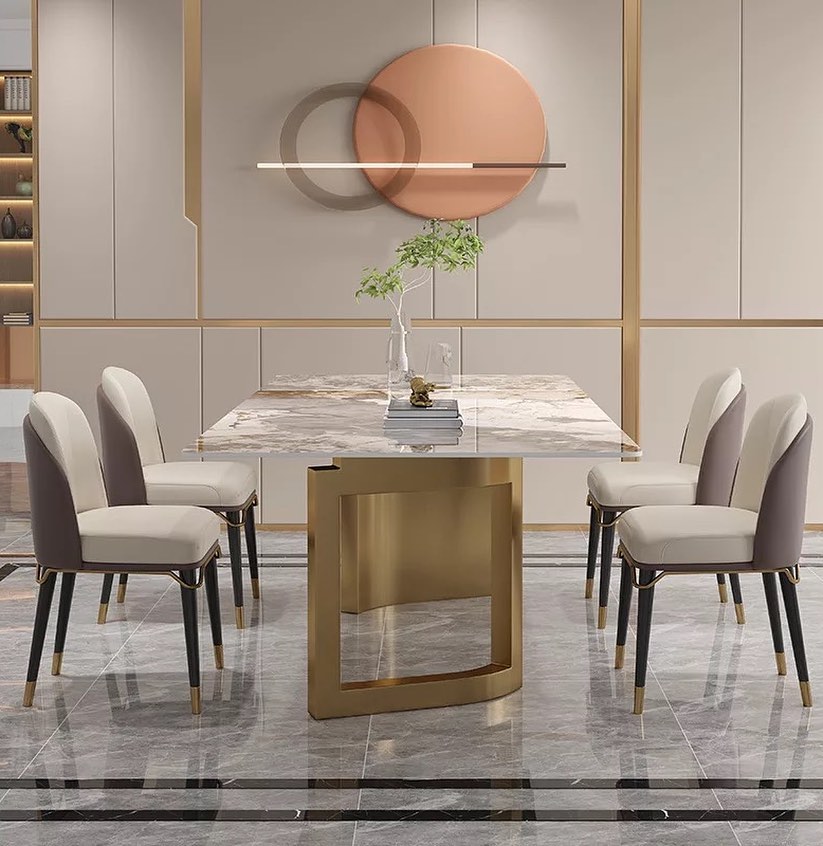 KILIA Double Pillar Steel Base Dining Table