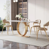 LOKO Round Stone Steel Base Dining Table