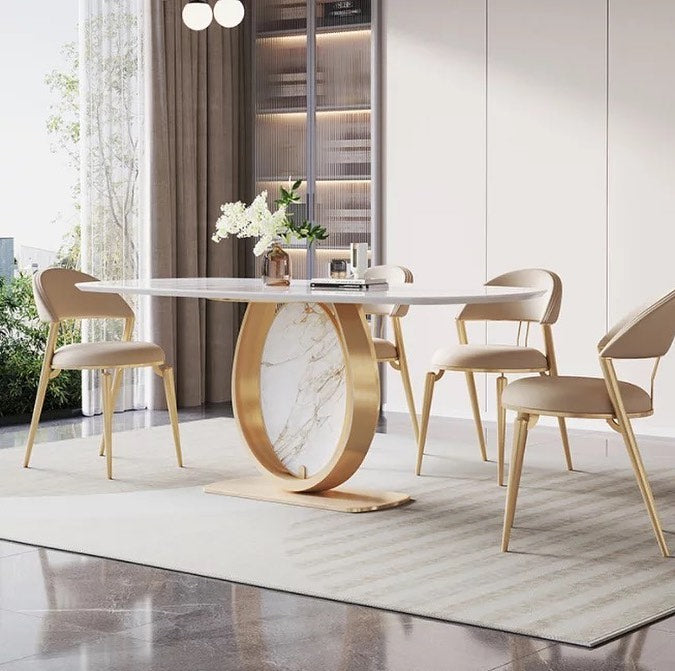 LOKO Round Stone Steel Base Dining Table