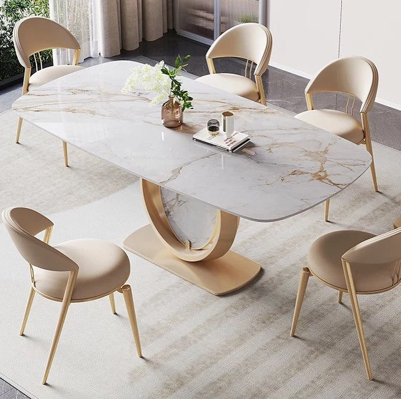 LOKO Round Stone Steel Base Dining Table