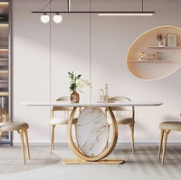 LOKO Round Stone Steel Base Dining Table