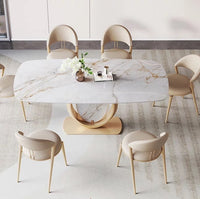 LOKO Round Stone Steel Base Dining Table