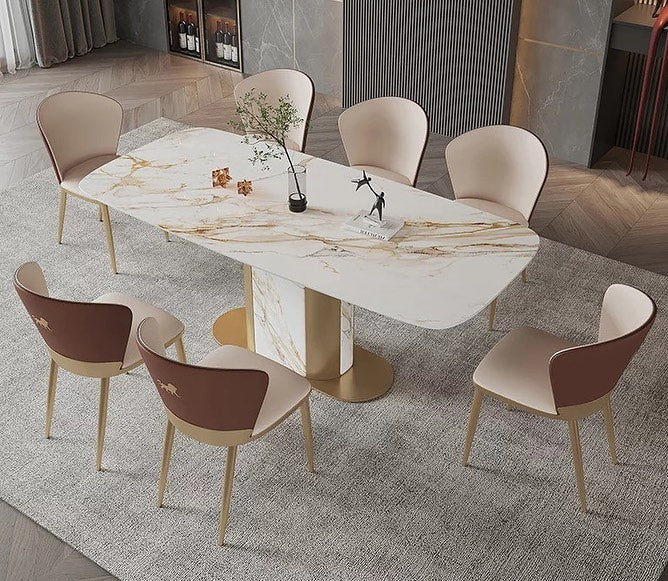 SIKA Stone Steel Pillar base Dining Table