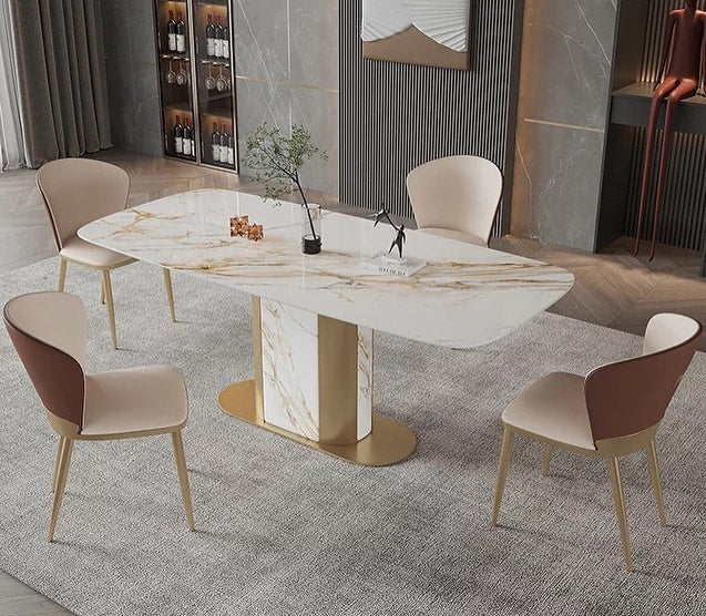 SIKA Stone Steel Pillar base Dining Table