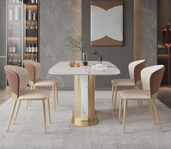 SIKA Stone Steel Pillar base Dining Table