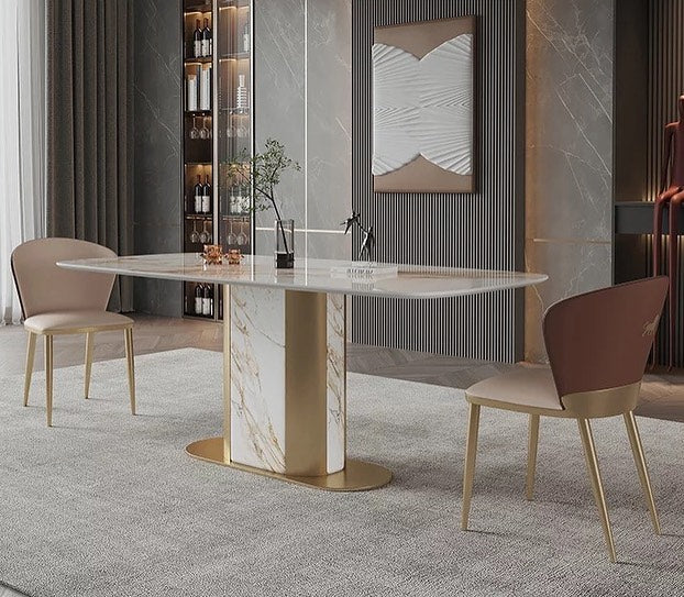 SIKA Stone Steel Pillar base Dining Table